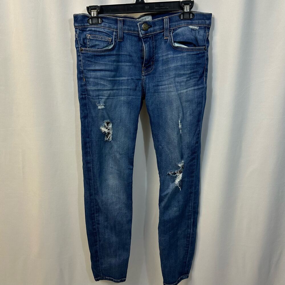 Current/Elliott The Stiletto Niagara Distressed Blue Denim Jeans Slim 28